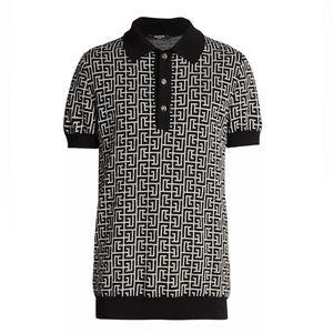 Balmain Monogram Wool & Linen
Polo Shirt